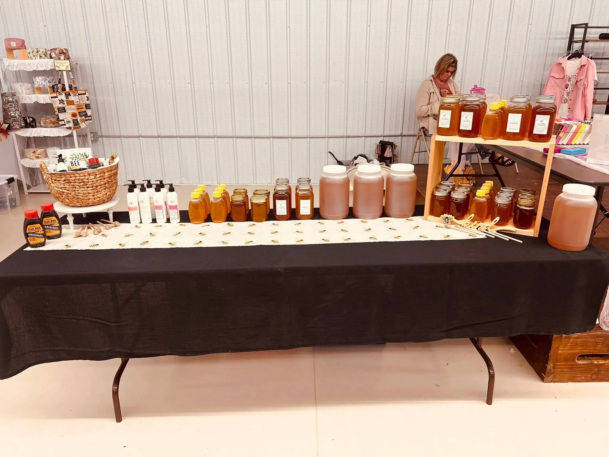 The table set up for a craft show